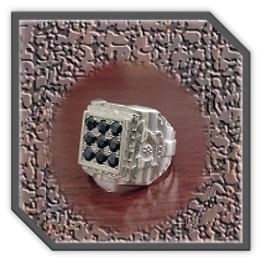 MR01100B-Sterling Silver Sapphire Men's Ring.