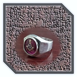 MR00280L-Sterling Silver Synthetic Ruby Masonic Men's Ring.