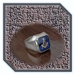 MR00280M-Sterling Silver Synthetic Sapphire Masonic Men's Ring.
