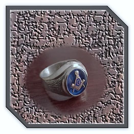 MR00280N-Sterling Silver Synthetic Sapphire Masonic Men's Ring.