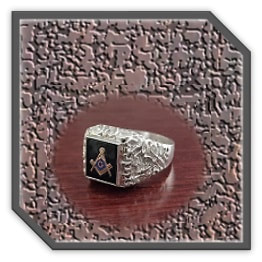 MR00250BG-Sterling Silver Onyx Masonic Men's Ring.