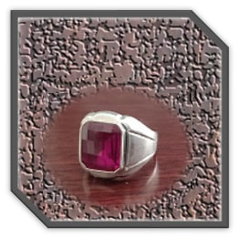 MR00220K-Sterling Silver Synthetic Ruby Men's Ring.