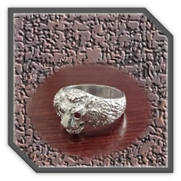 MR00350F-Sterling Silver Ruby Men's Ring.