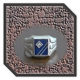 MR00280B-Sterling Silver Synthetic Sapphire Men's Ring.
