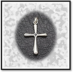 RE00150B-Sterling Silver Sapphire Cross.