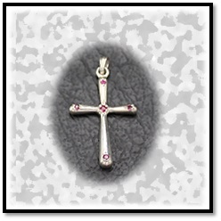 RE00550A-Sterling Silver Ruby Cross