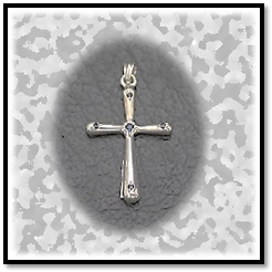 RE00250A-Sterling Silver Sapphire Cross.