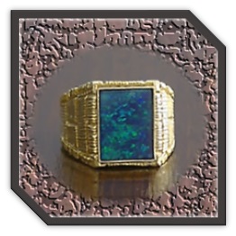 MR00350A-Gold Plated Sterling Silver Opal Men's Ring.