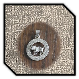 PE00180J-Sterling Silver Taurus Pendant.