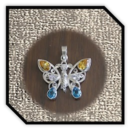 PE00300I-Sterling Silver Cubic Butterfly Pendant.