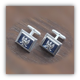 CL00400B-Sterling Silver Synthetic Sapphire Cufflinks.