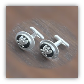 CL00350B-Sterling Silver Onyx Cufflinks.