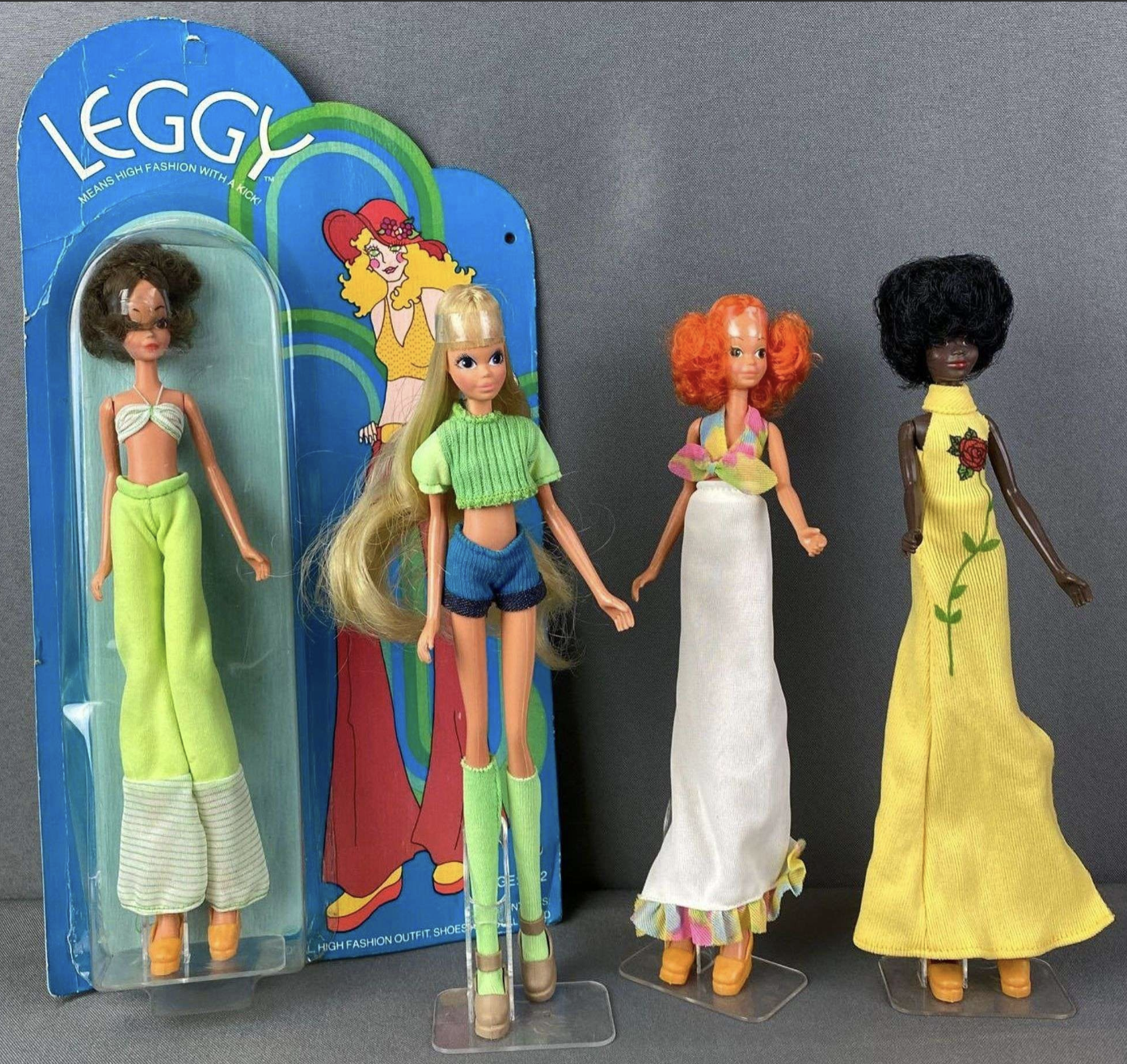 Hasbro's 1972 Leggy dolls. Who remembers Leggies?! Leggy dolls have crazy long legs, are 10