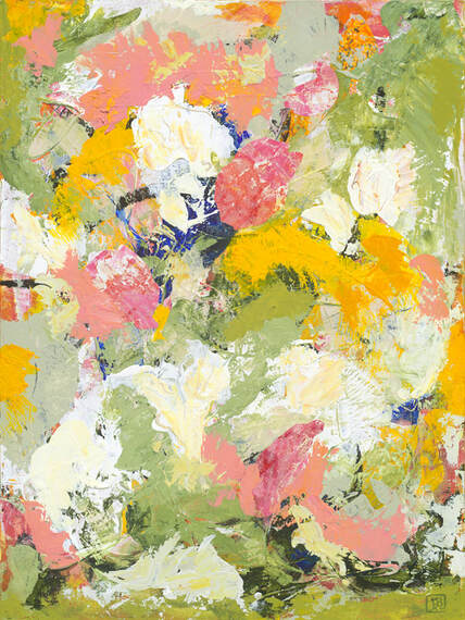 Two abstract botanical paintings by Berkley