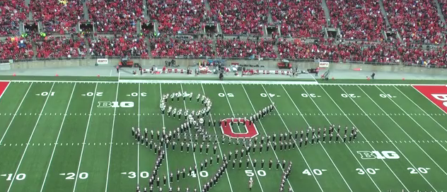 Ohio State Marching Band pays tribute to Rock bands during Homecoming Halftime game