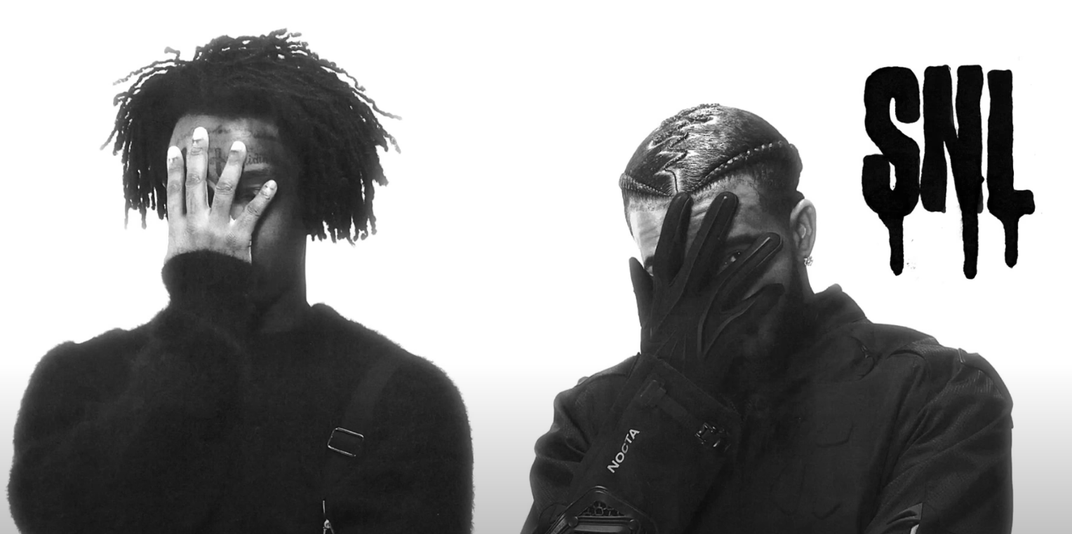Drake and 21 Savage performing “On BS” live on SNL