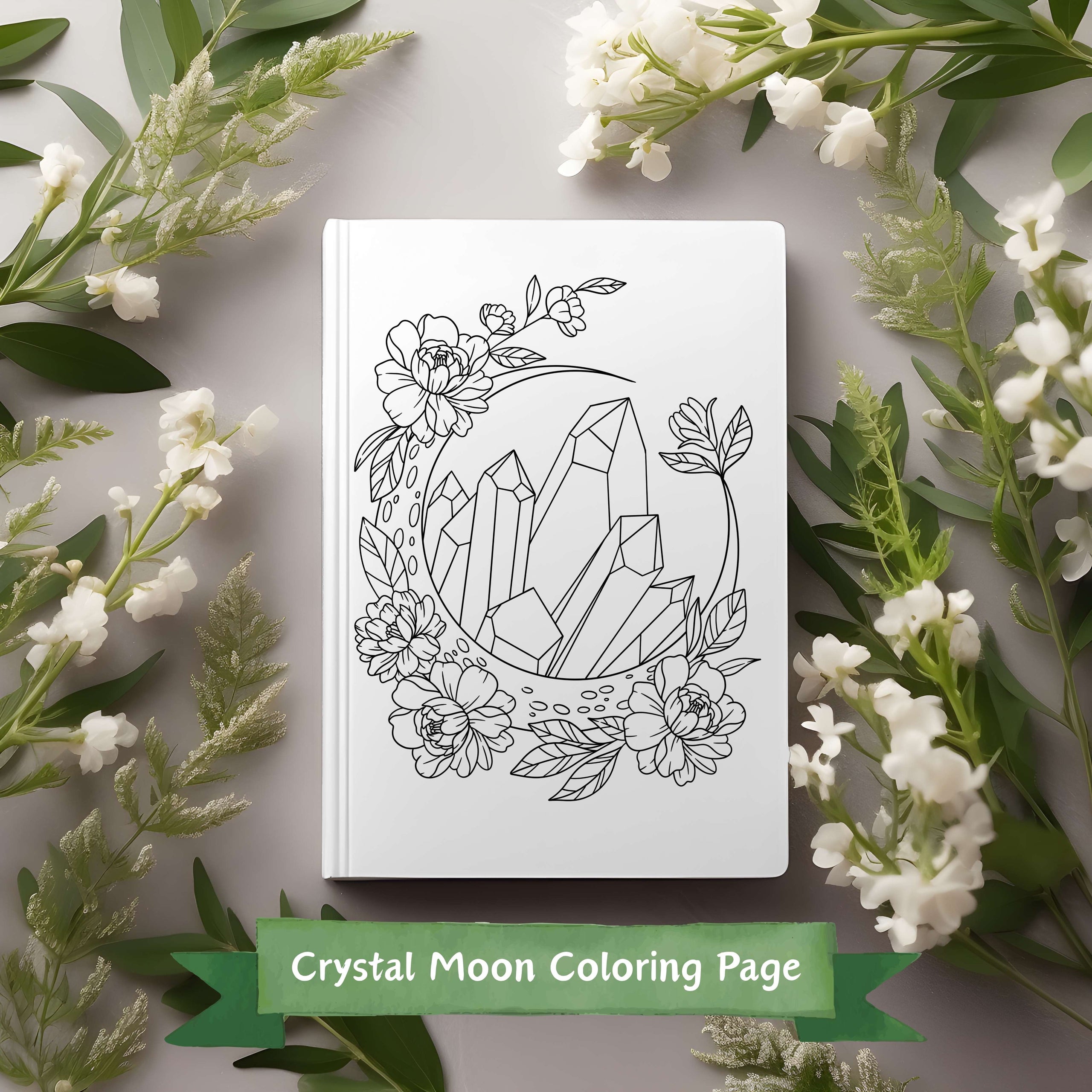~ FREE ~ Crystal Moon Coloring Page