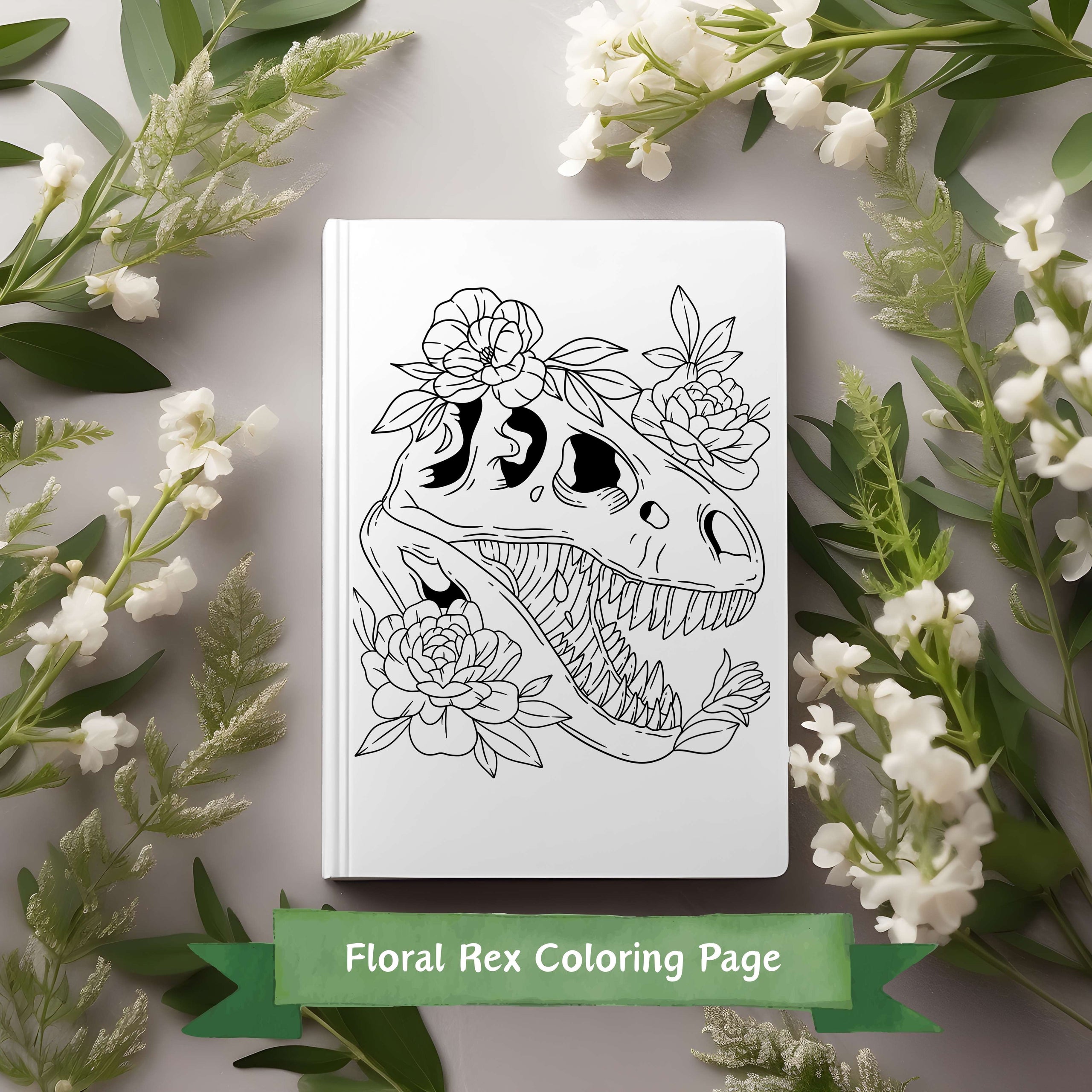 ~ FREE ~ Floral Rex Coloring Page