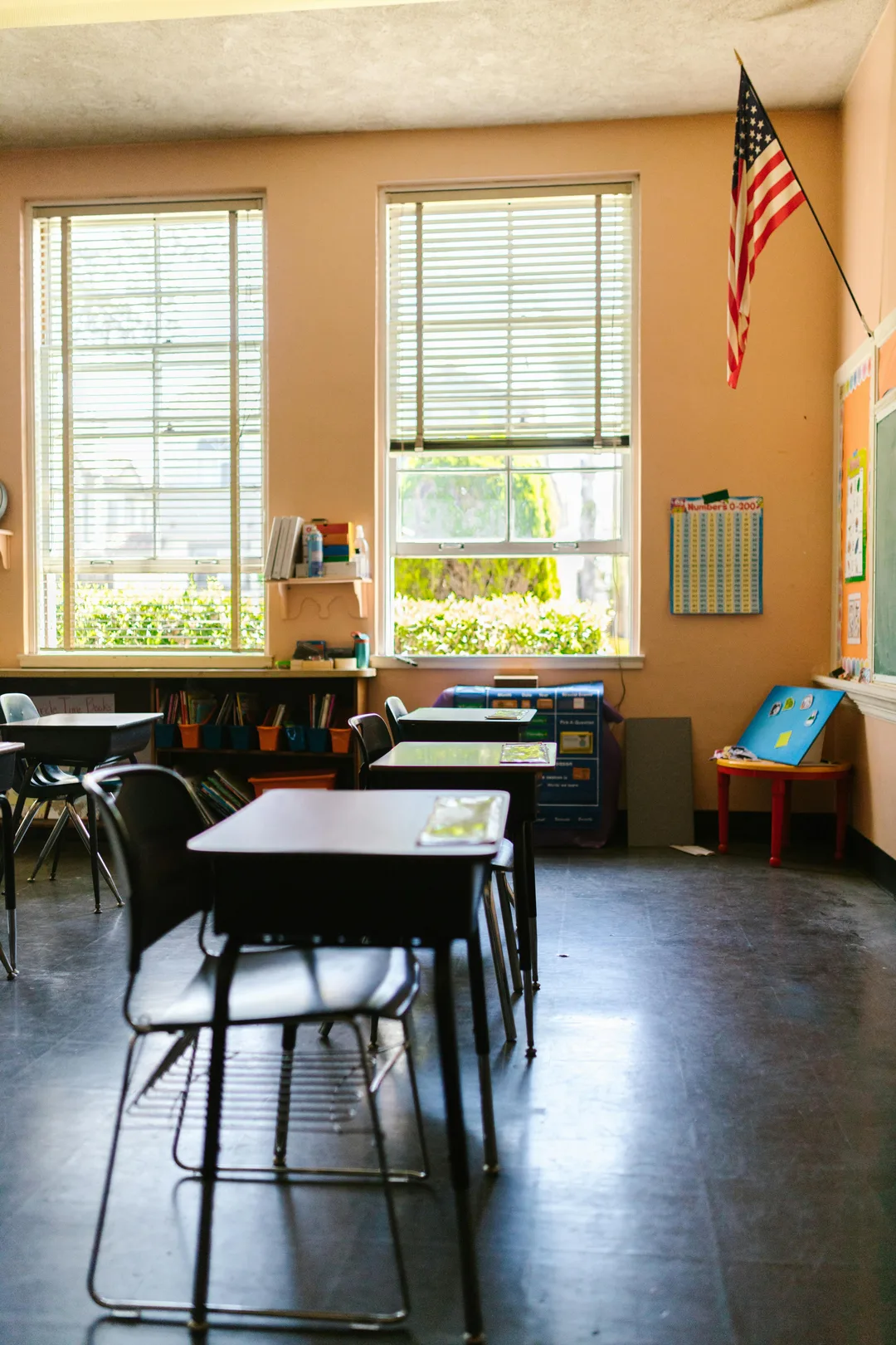 A stock photo of an empty classroom