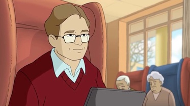 Casey E. Lewis as the Doctor in Wrinkles with Martin Sheen