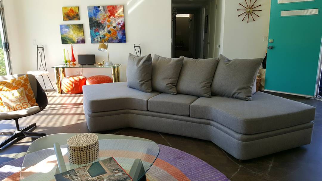 Gray upholstery corner sectional for private residence in Palm Desert