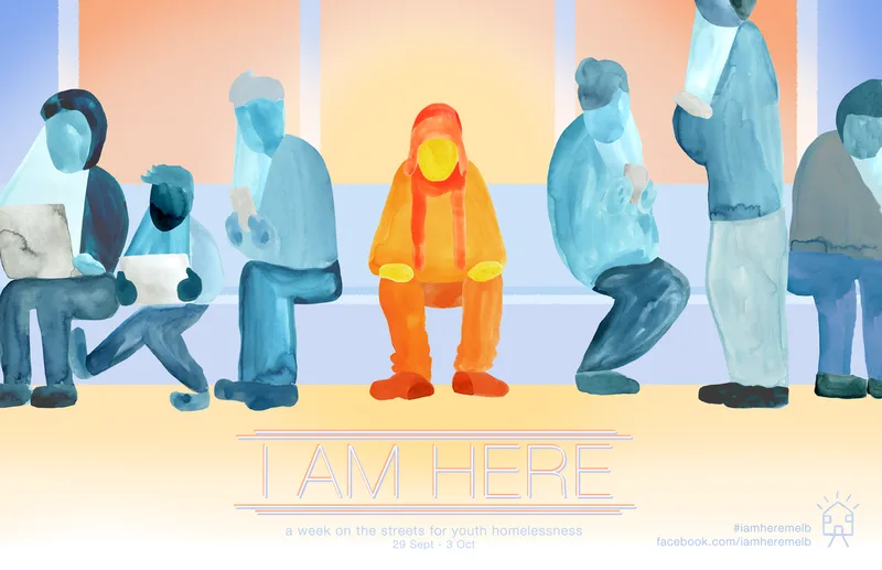 Illustration for I Am Here campaign to bring awareness to youth homelessness