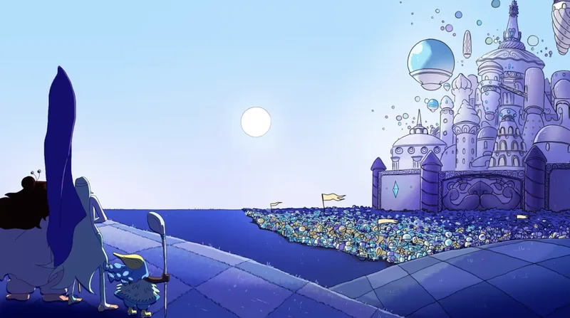 Layout and backgrounds for Let's! Revolution! video game trailer, made as part of a masters of animation. Colours by Shieu Jen Chang