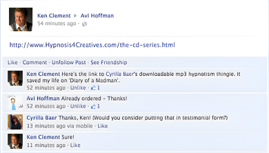 Ken Clement Here's the link to Cyrilla Baer's downloadable mp3 hypnotism thingie. it saved my life on 'Diary of a Madman'.