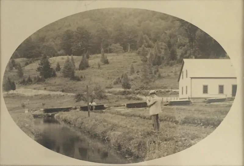Silas Griffith at his fish hatchery, South End