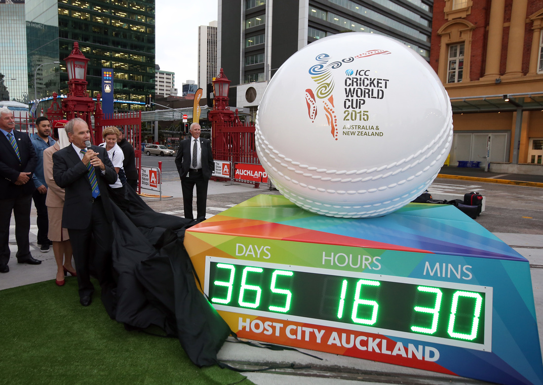 Giant ICC Cricket World Cup ball and countdown display unveiled in Auckland