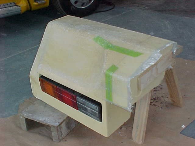 Moulded fibreglass rear body section for the mobile surgery unit