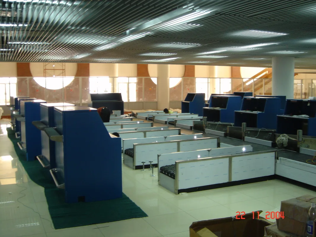 Completed UFL airport check-in counters with moulded fibreglass fronts