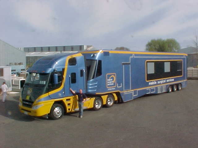 Side view of the completed mobile surgery unit