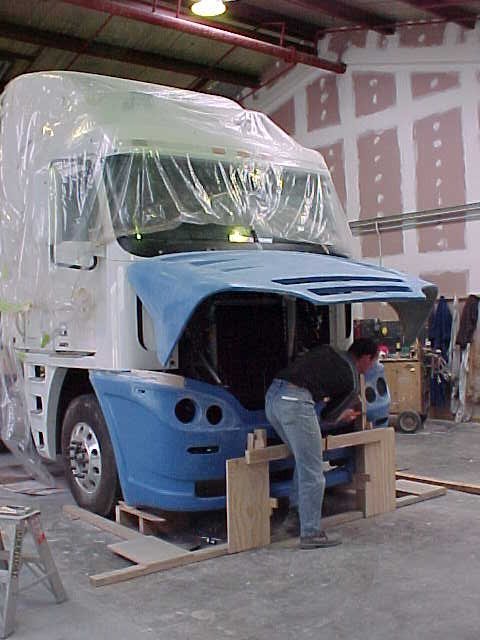 Mobile surgery truck during fibreglass front-end development in the workshop