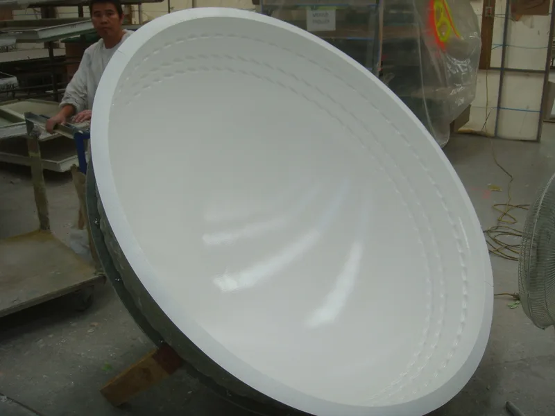 Interior of the mould used to form one half of the oversized cricket ball