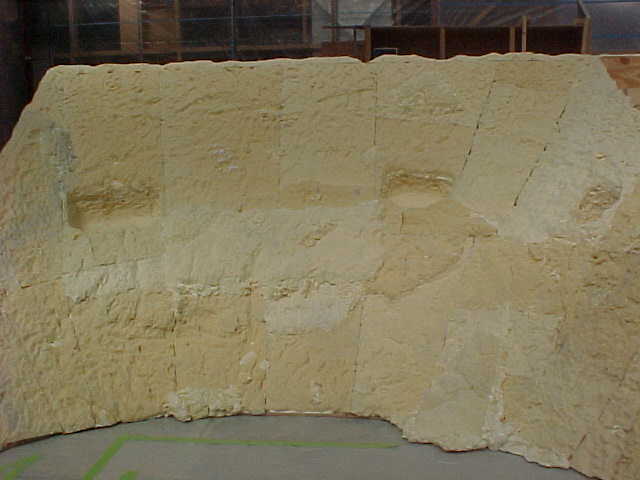 Rear of a fibreglass trench display section during manufacture