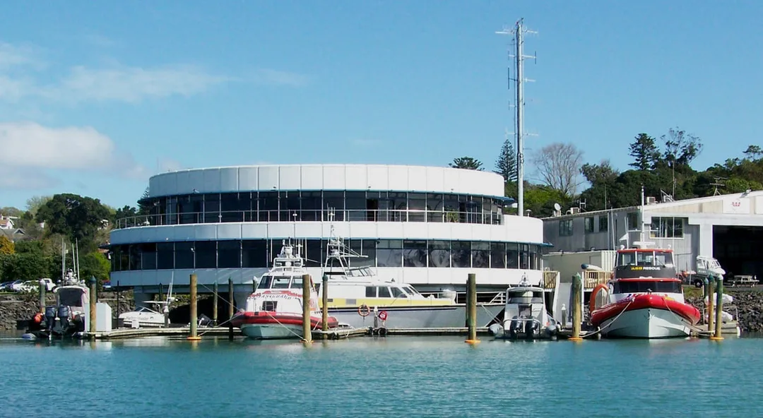 Marine Rescue Centre Auckland with curved GRP exterior cladding manufactured by FDL