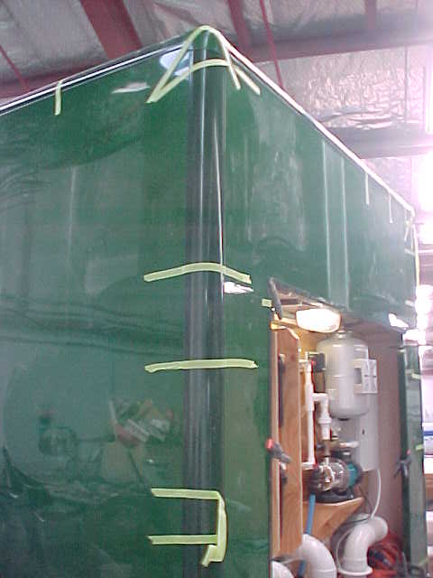 Exterior wall joint being aligned during Super Loo assembly
