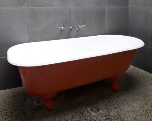 Red colonial composite bath with decorative feet