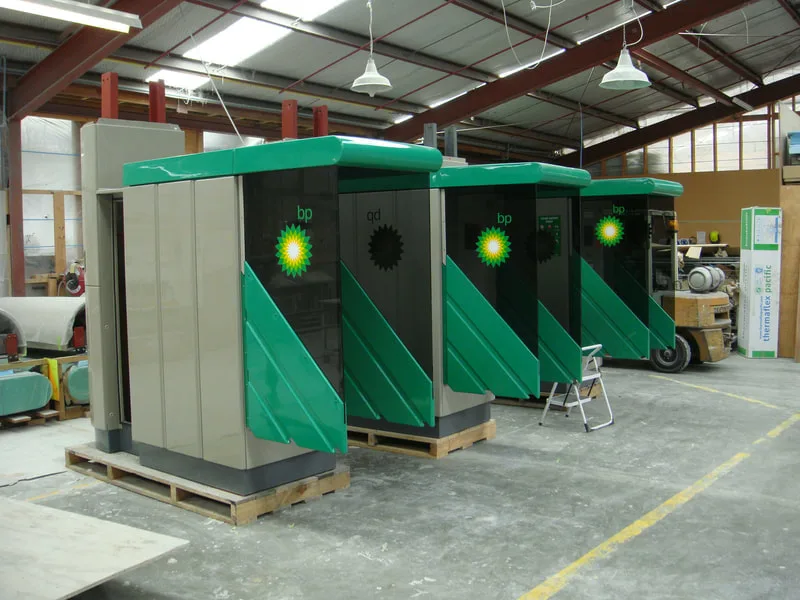 Refurbished BP Truck Stop kiosk with fibreglass exterior components manufactured by FDL