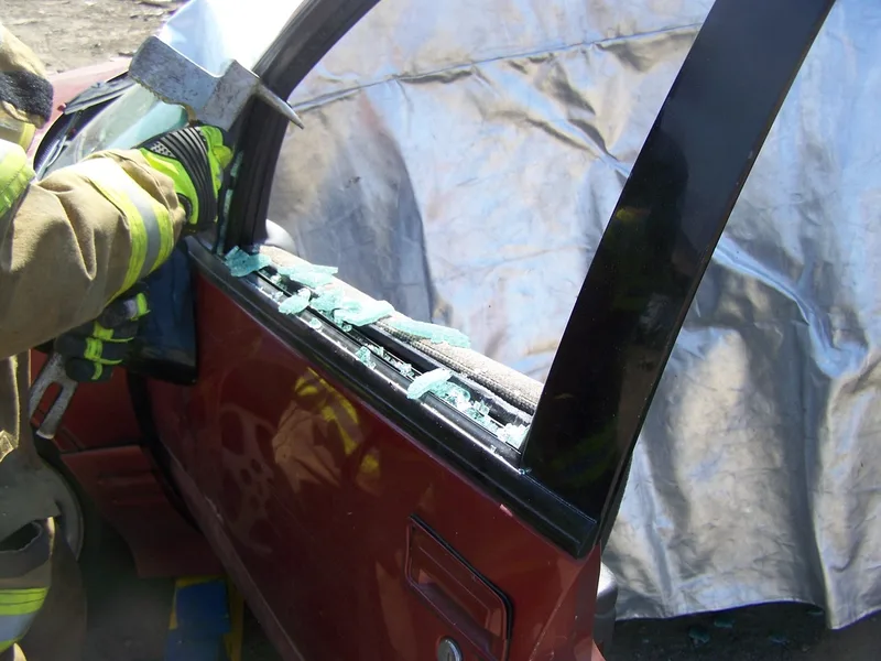 Patient protected from flying debris by rescue blanket picture