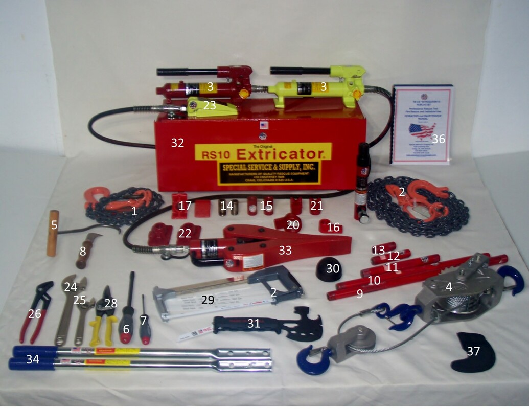 RS-10 Extricator Set, numbered components  picture