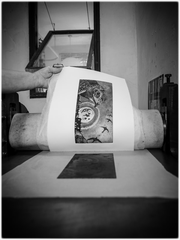 Janis Goodman etching- photograph by Steve Christian