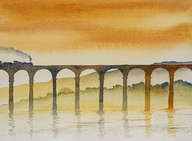 Royal Border Bridge - watercolour, Ian Scott Massie