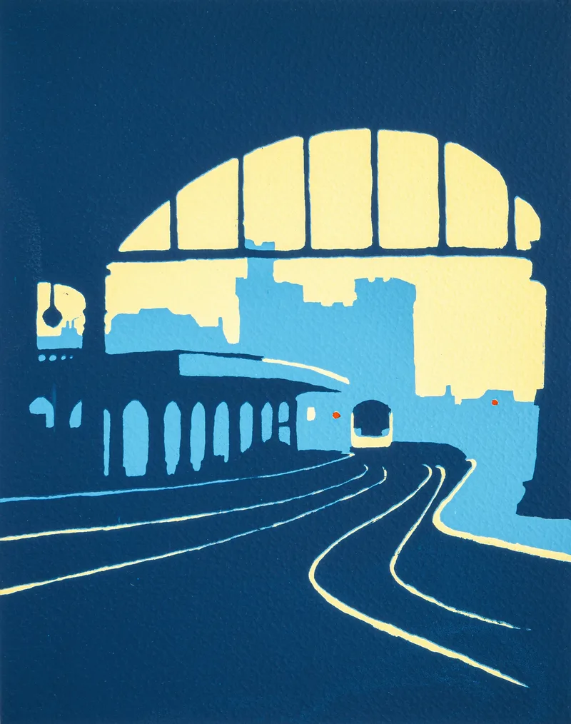 Newcastle Station - screen print, Ian Scott Massie