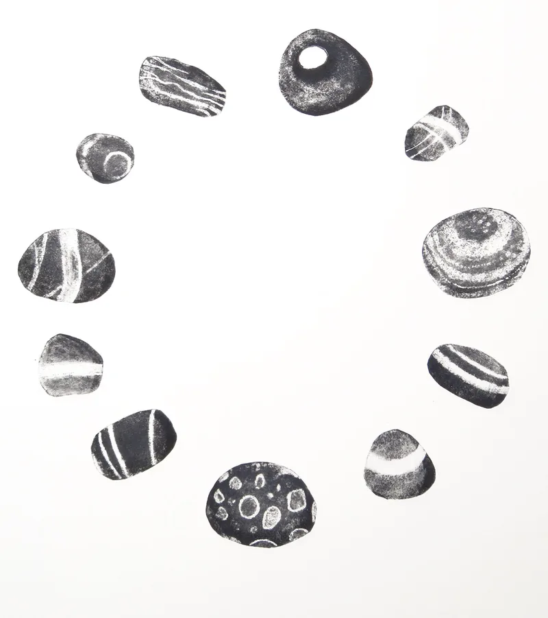 "Hagstone" Collagraph by Hester Cox