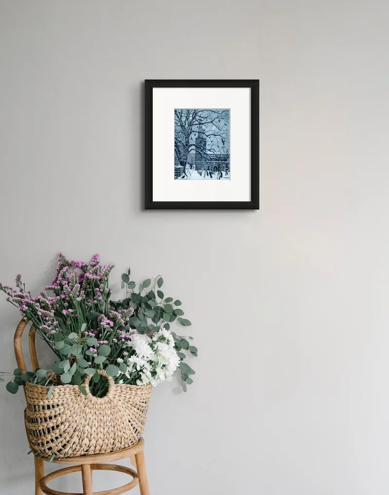 "Still Snow Masham" Etching by Janis Goodman