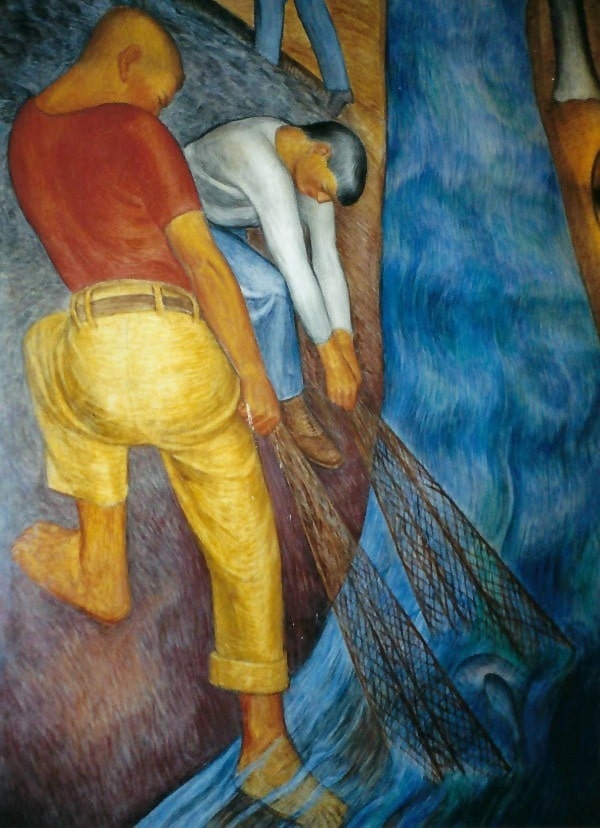 Coit Tower Murals Animal Force and Machine Force Netting Fish Ray Boynton
