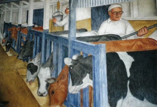 Coit Tower Murals California Industrial Scenes Milking Operation Gordon Langdon 10x24