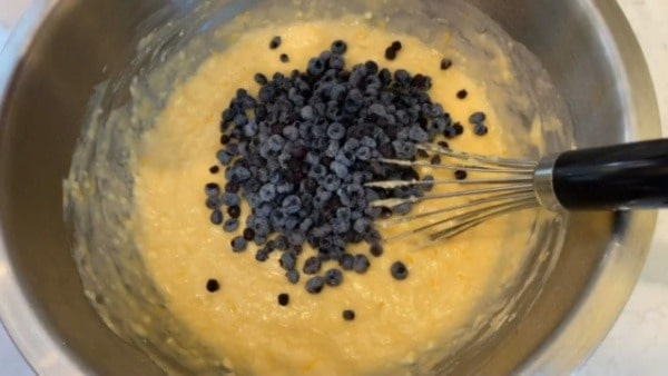 Frozen Wild Blueberry Muffins Pour Wild Blueberries into Batter